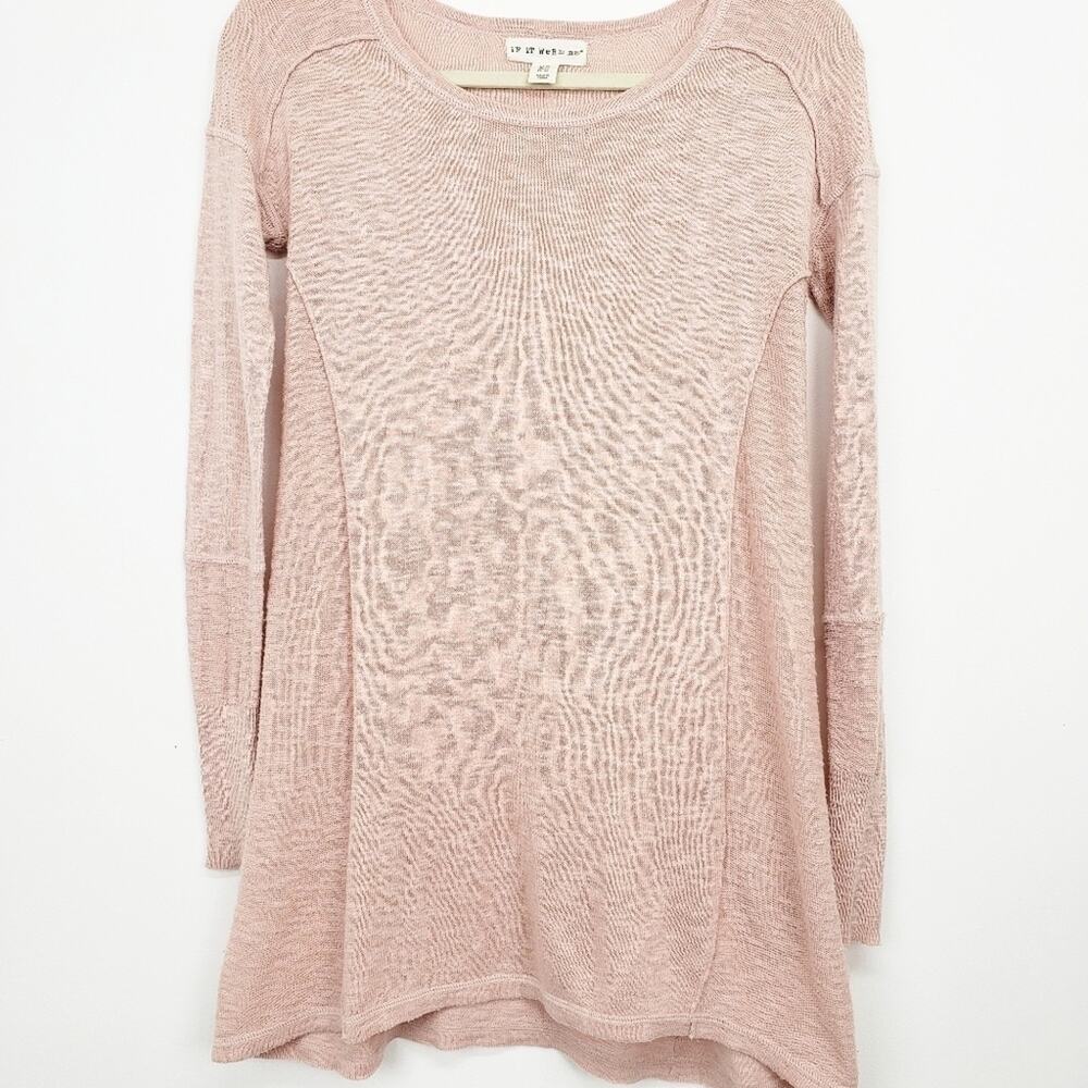 𝅺IF It‎ Were Me Dusty Pink Ovetsized Tunic Light Knit Sweater Size XS